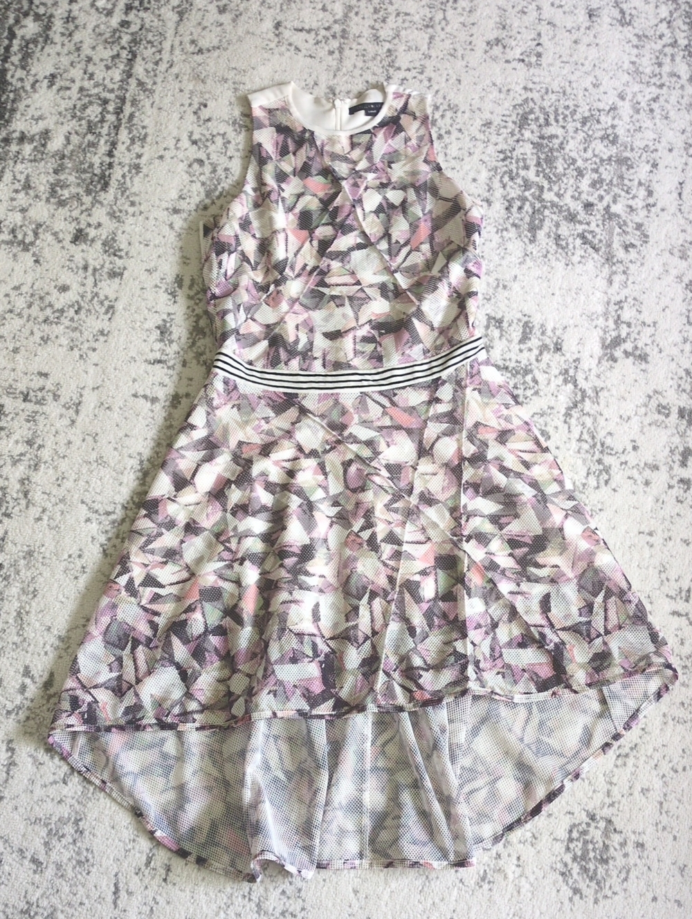 Pink Geometric High Low Dress